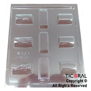 MOLDE PLACA 00B113 BOMBONES RECTANGULARES B 160X160MM APROX TRANSPARENTE x 10